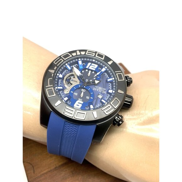 Invicta Men's Watch 22812 Pro Diver Quartz Chronograph Blue Black Rubber Strap - Picture 6 of 15
